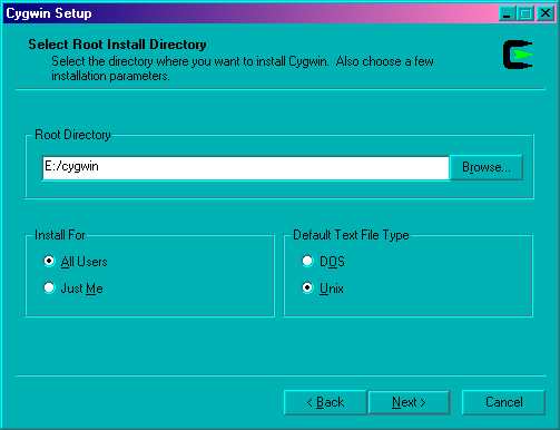 Select root install Directory